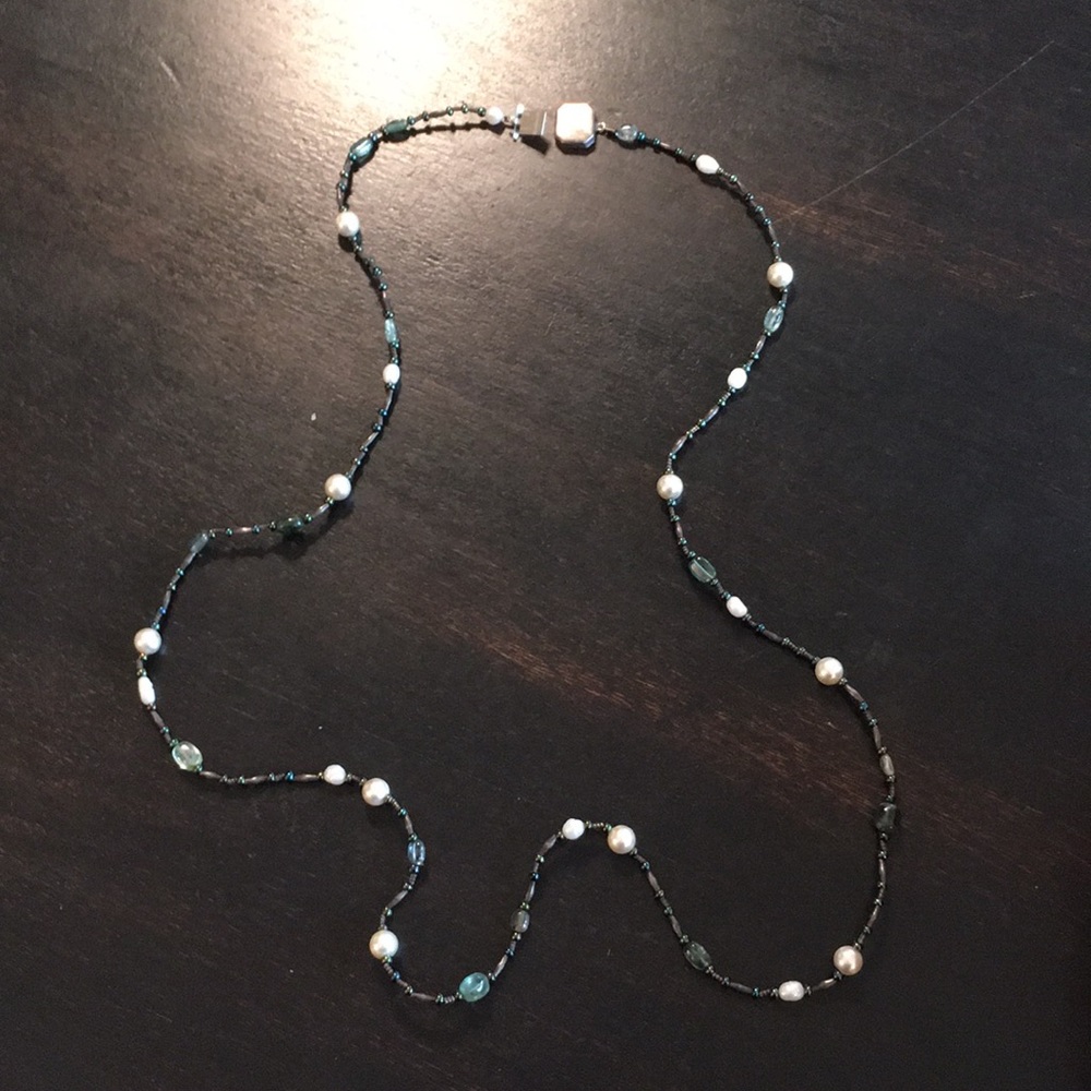 Stirling Silver Pearl Semi Precious Necklace!